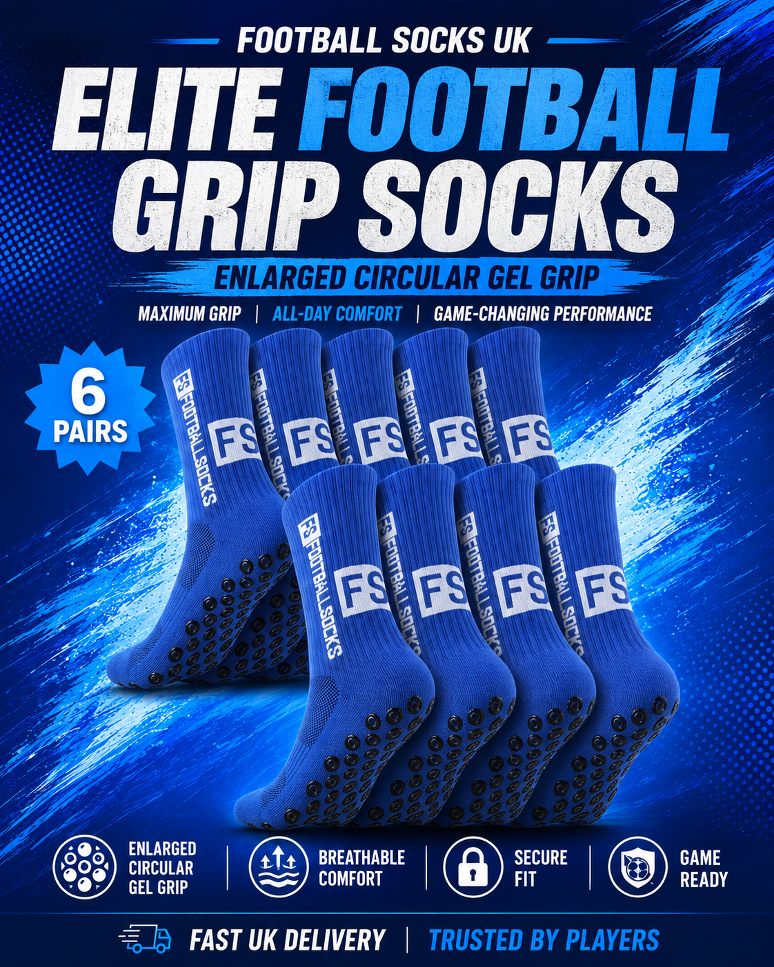Football Grip Socks Men’s UK 6 Pairs