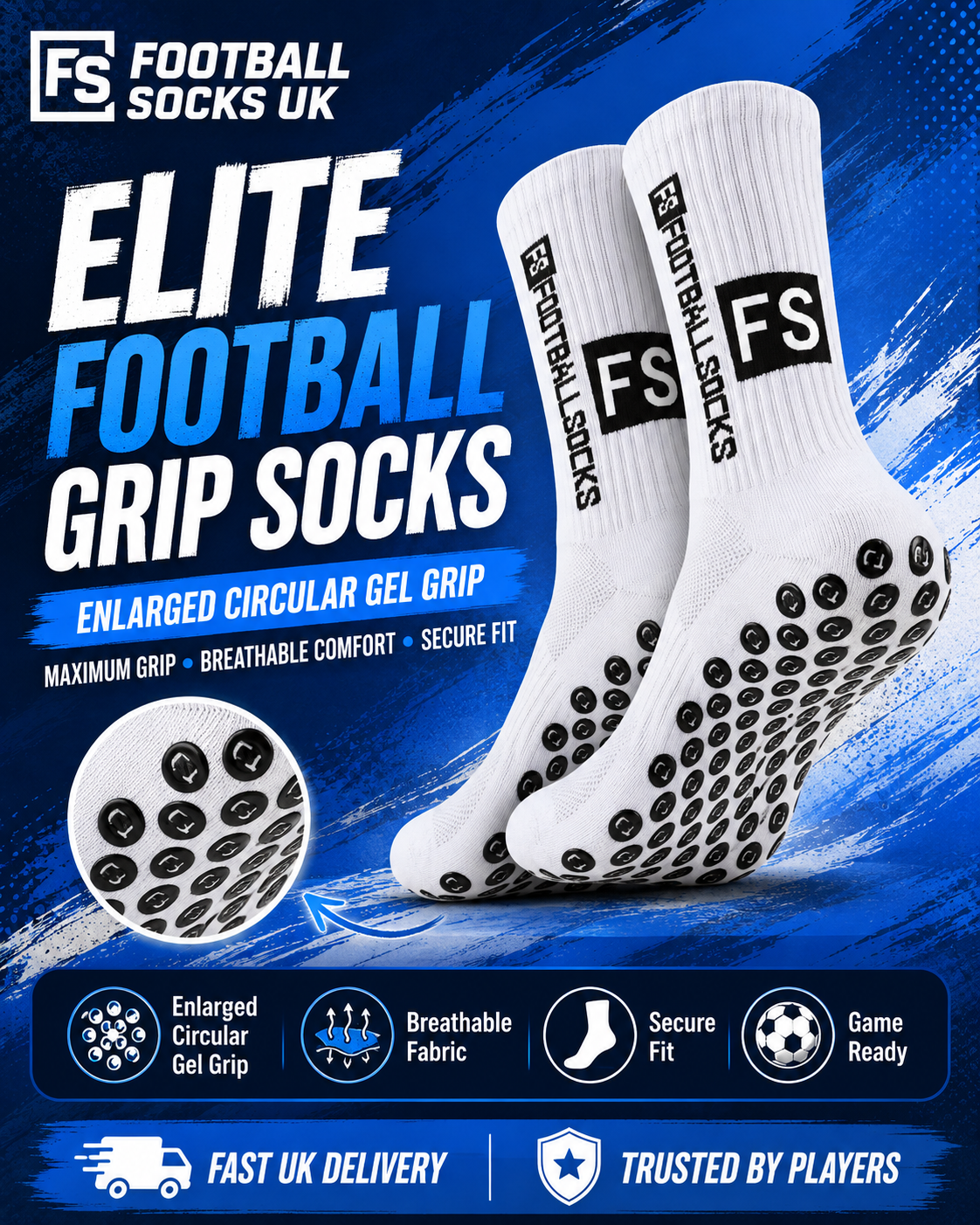 Football Grip Socks Men’s UK 2 Pairs