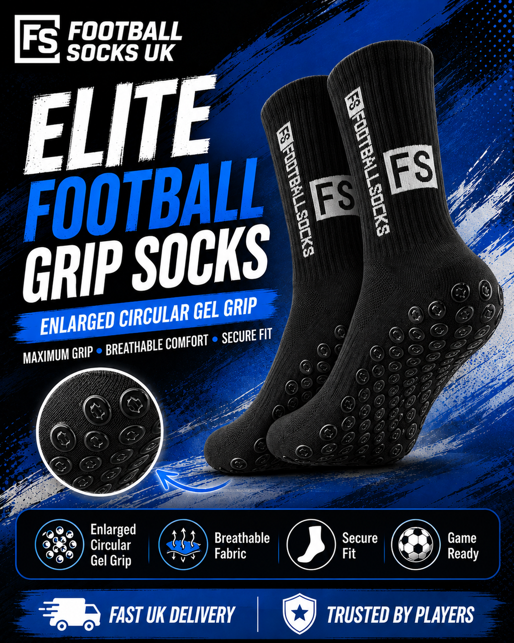 Football Grip Socks Men’s UK 2 Pairs